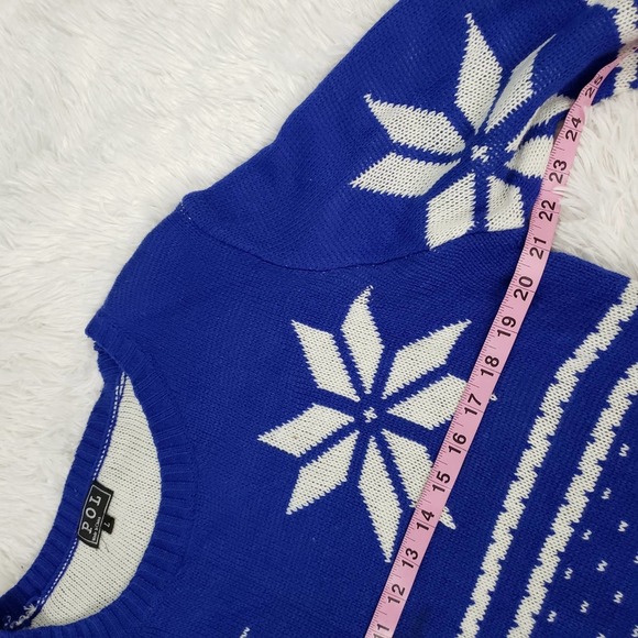POL blue winter holiday sweater size large - Picture 10 of 12